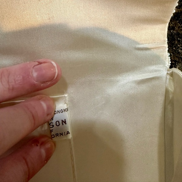 Vintage Silk Lined Beaded Cream Iridescent Mermaid Scale Patterned Sequin Clutch - Picture 6 of 9